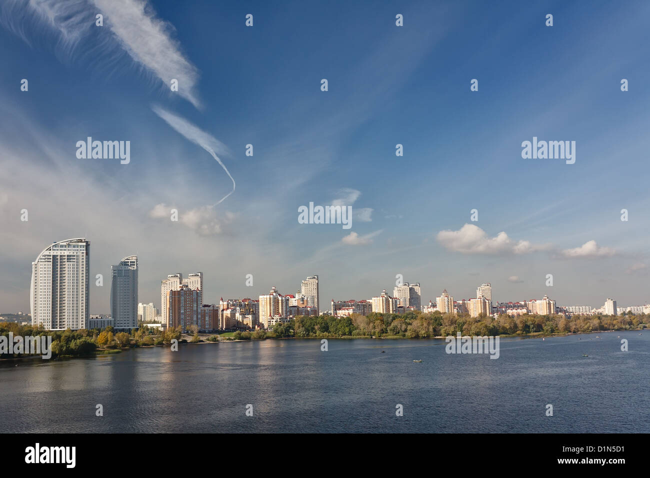 View of the Dnieper river in Kyiv, Ukraine Stock Photo