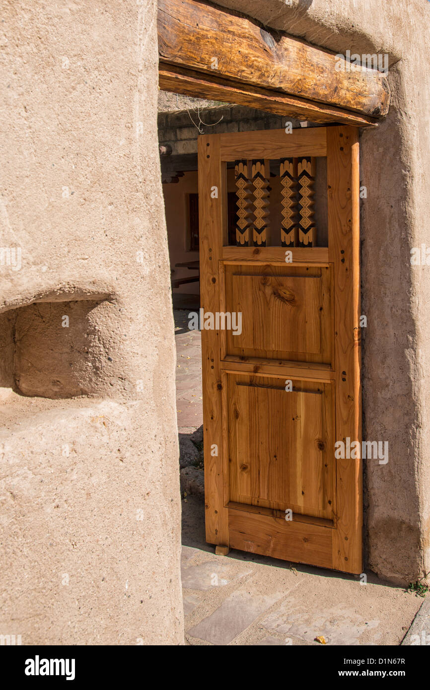 Southwestern style door in Bandelier National Monument Stock Photo