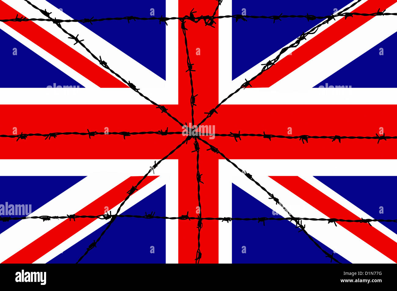 Union Jack and barbed wire Stock Photo