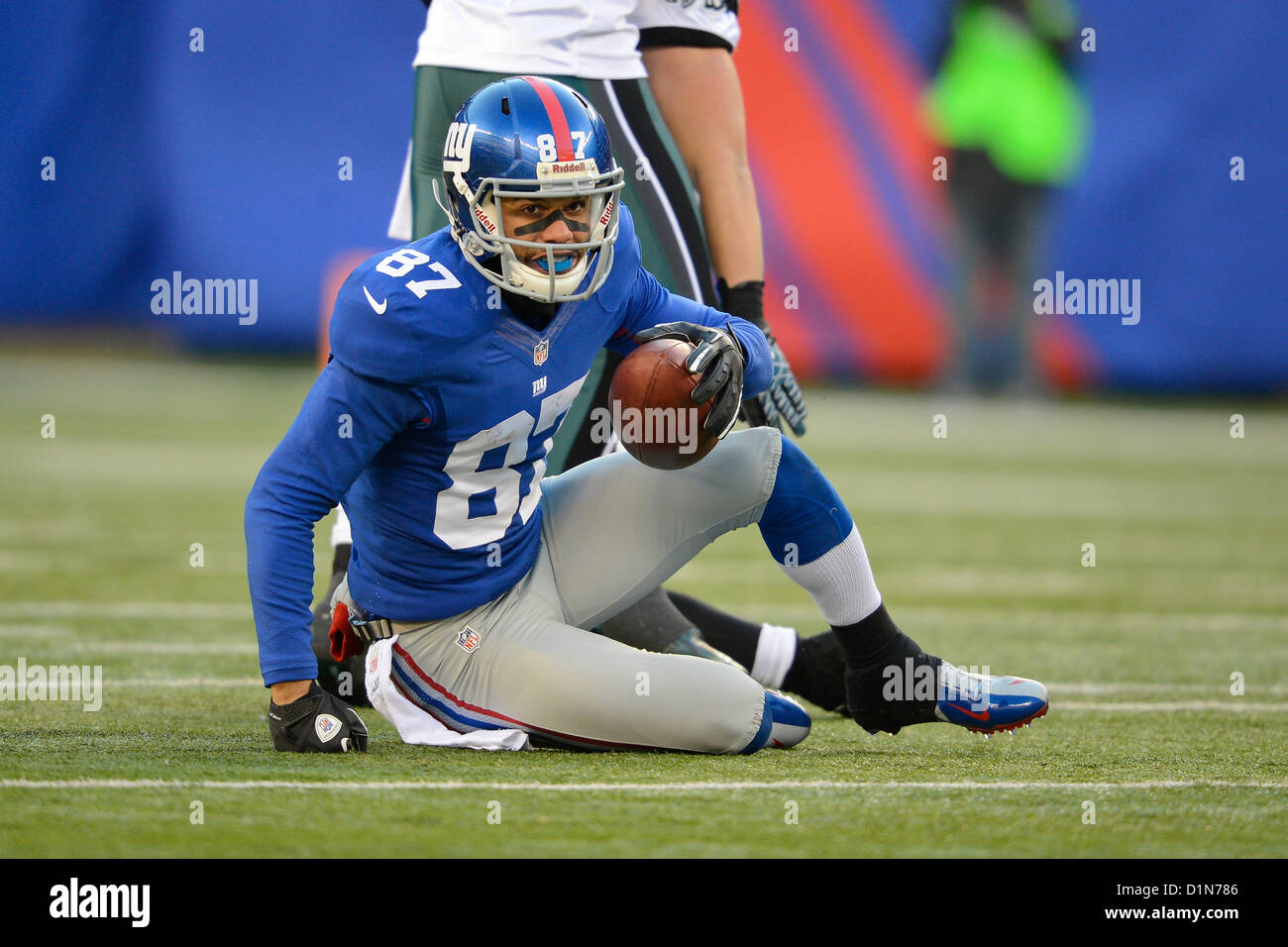 New Jersey, USA. 30 December 2012: New York Giants wide receiver Domenik Hixon (87) after a reception during a week 17 NFL matchup between the Philadelphia Eagles and New York Giants at MetLife Stadium in East Rutherford, New Jersey. The Giants defeated the Eagles 42-7. Stock Photo