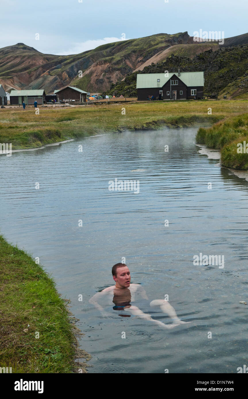 Enjoying Hot Springs In Landmannalaugar Iceland Stock Photo Alamy