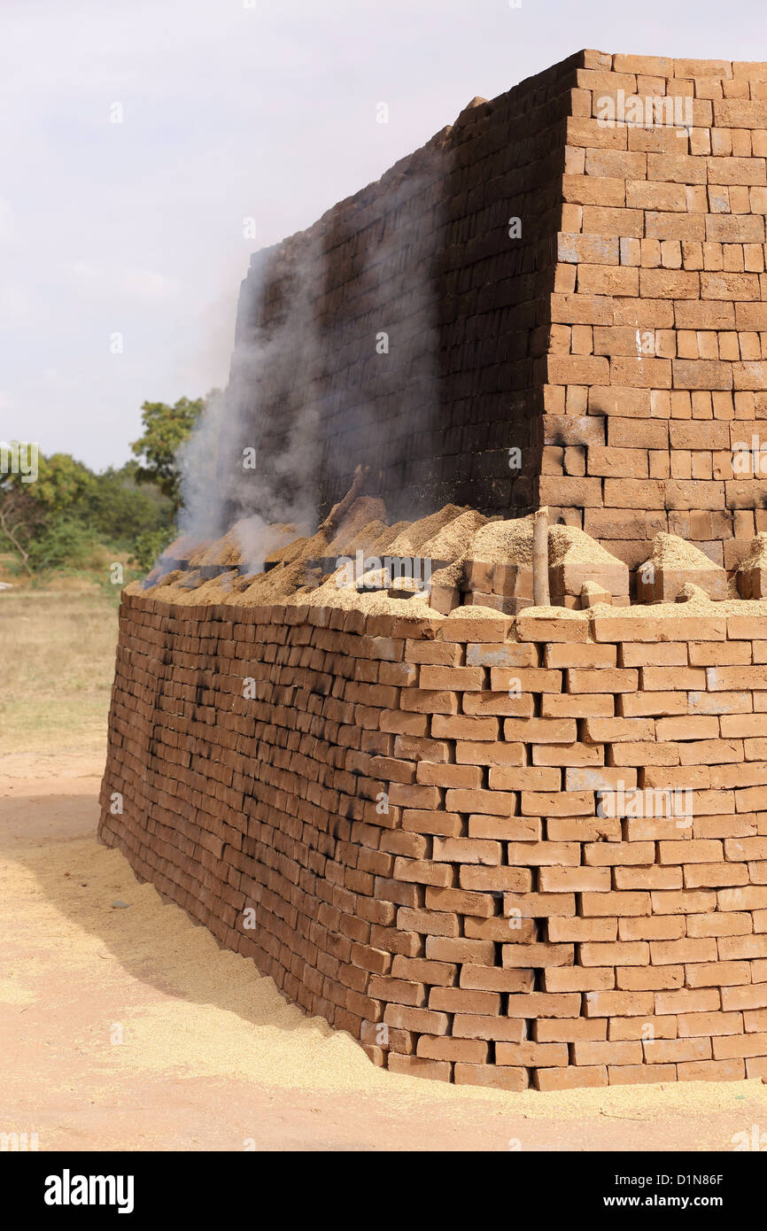 Handmade production of bricks Andhra Pradesh South India Stock Photo