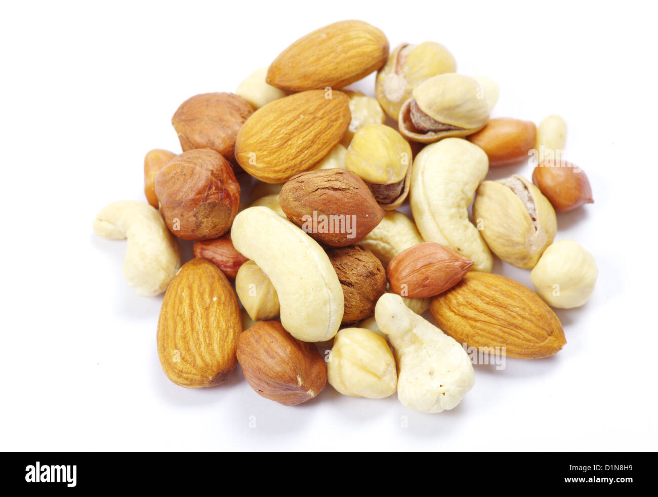 mixed nuts on white background Stock Photo