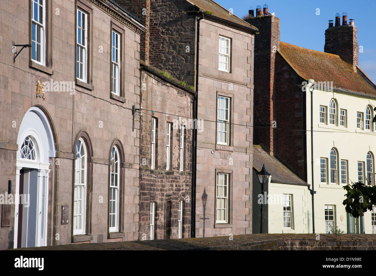 Town wall and terraced houses at Berwick upon Tweed, Northumberland Stock Photo
