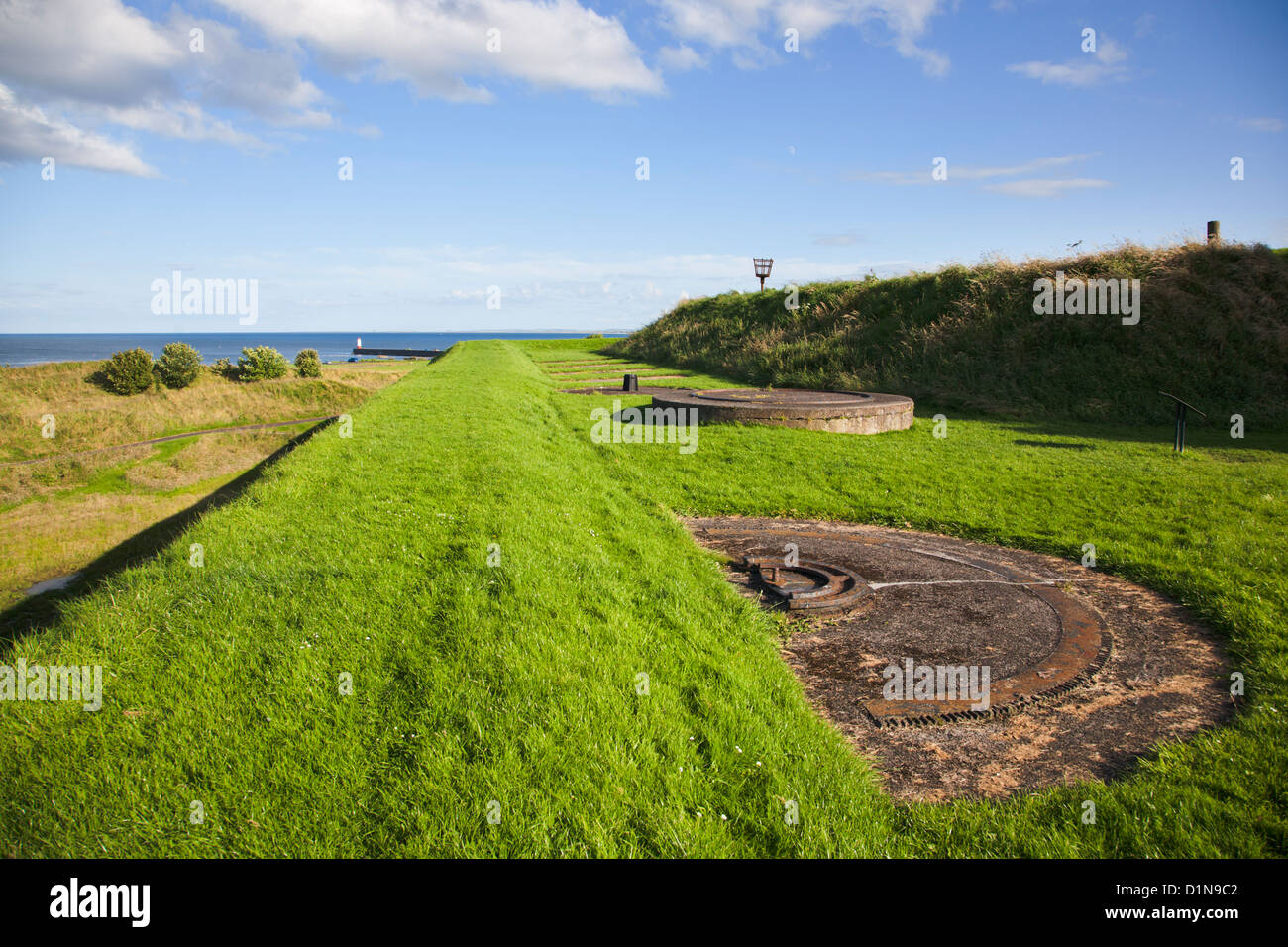 Gun emplacements on old town wall of Berwick upon Tweed, Northumberland Stock Photo