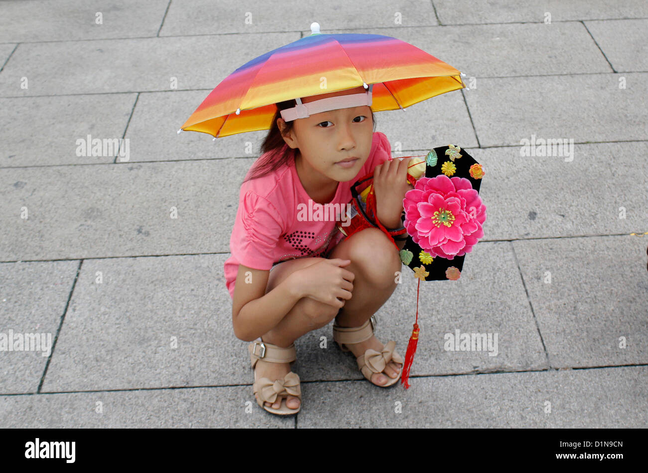 china beijing, chinese girl visiting tianenman aquare Stock Photo