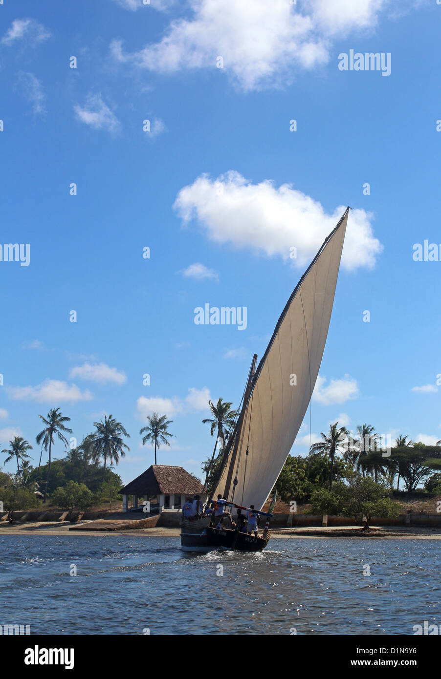 Sailing boat on Lamu Archipelago, Lamu Island, Kenya, East Africa Stock