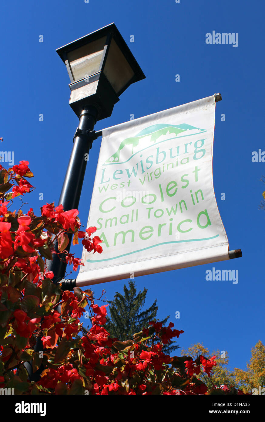 Lewisburg, coolest small town in America sign, West Virginia, America, USA Stock Photo