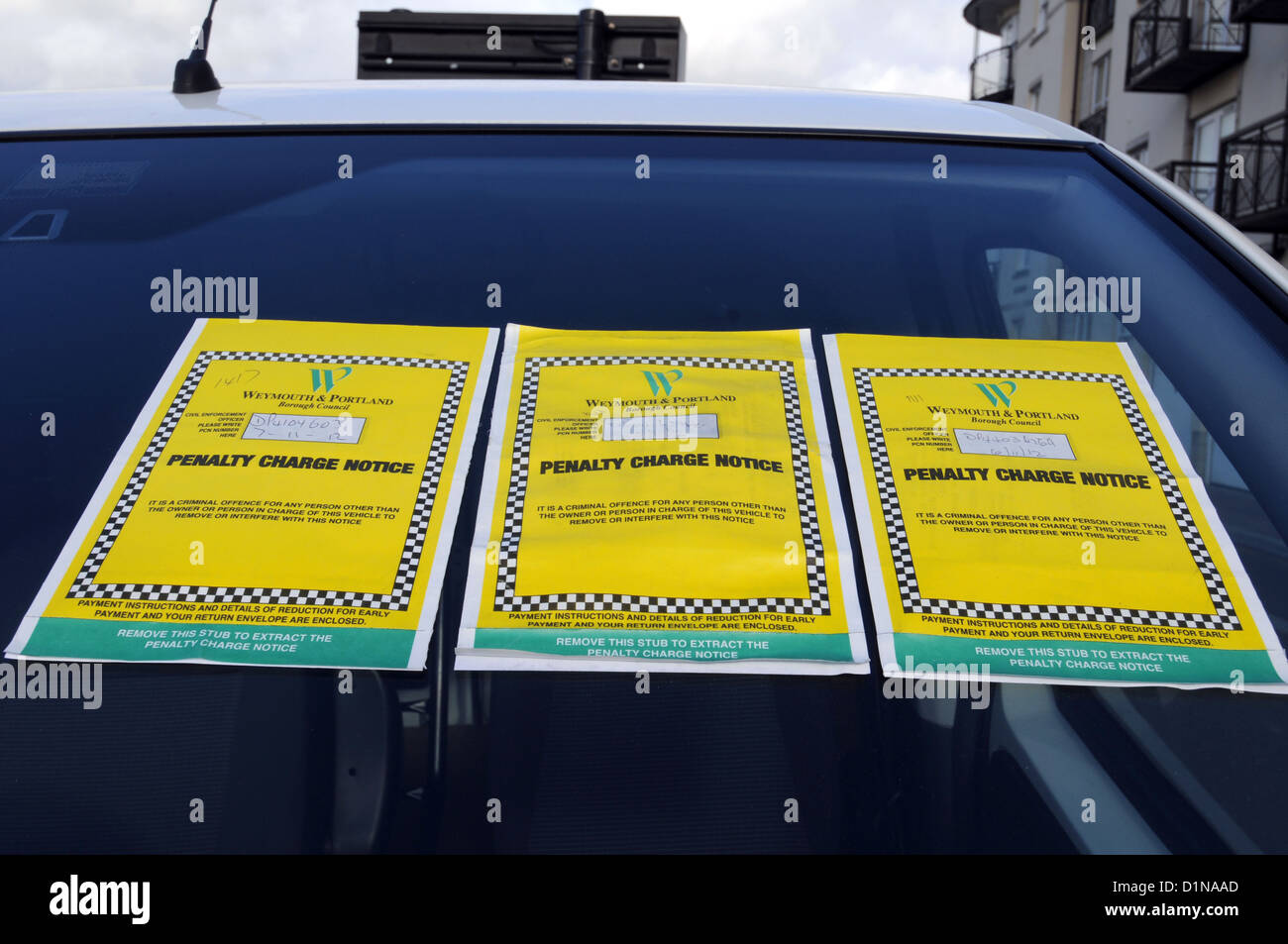 "parking tickets" "Parking ticket" "Parking charge notice" "Parking fine" Stock Photo