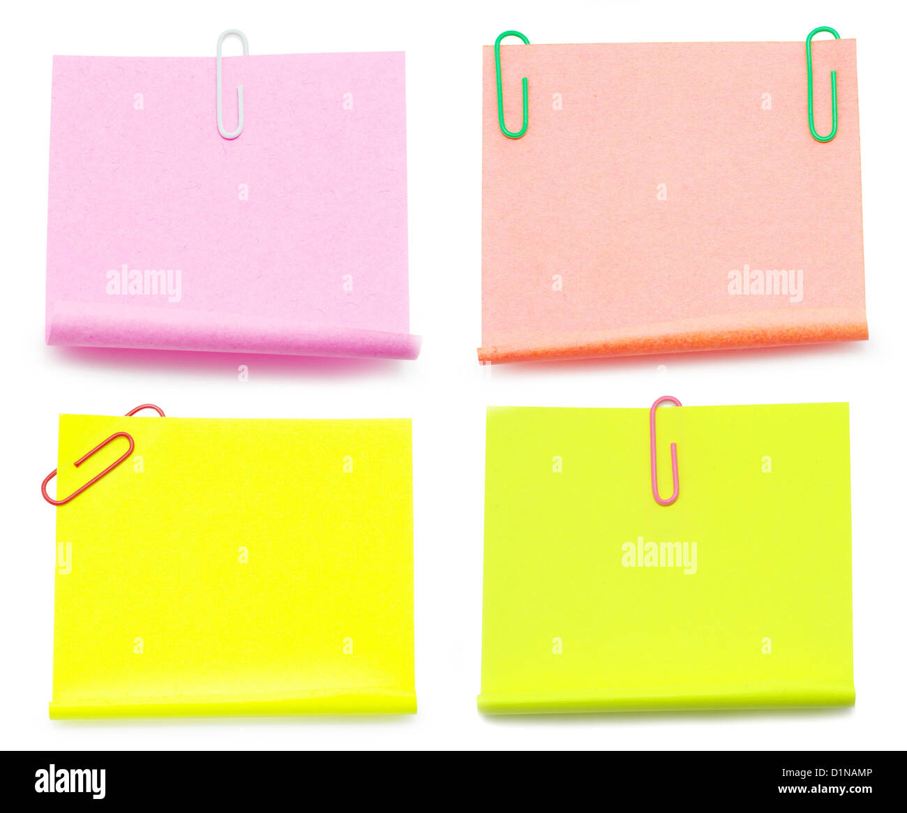 Blank note paper and red paperclip isolated on white Stock Photo Alamy