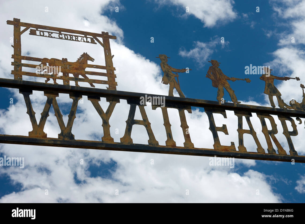 WYATT EARP SIGN TOMBSTONE COCHISE COUNTY ARIZONA USA Stock Photo