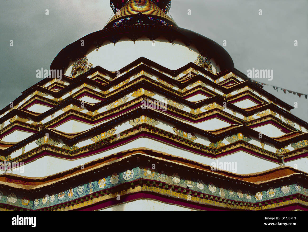 Newari style Kumbum Stupa, Palcho Chode Monastery, Gyantse, Tibet Stock Photo