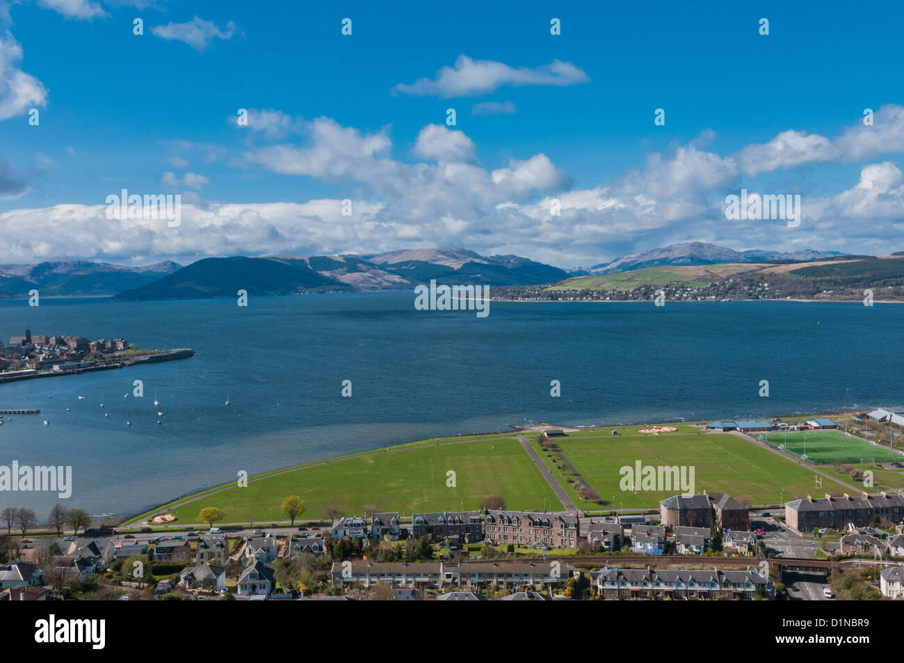 Firth of Clyde and Clyde Estuary from Lyle Hill viewpoint Greenock Inverclyde Scotland Stock Photo