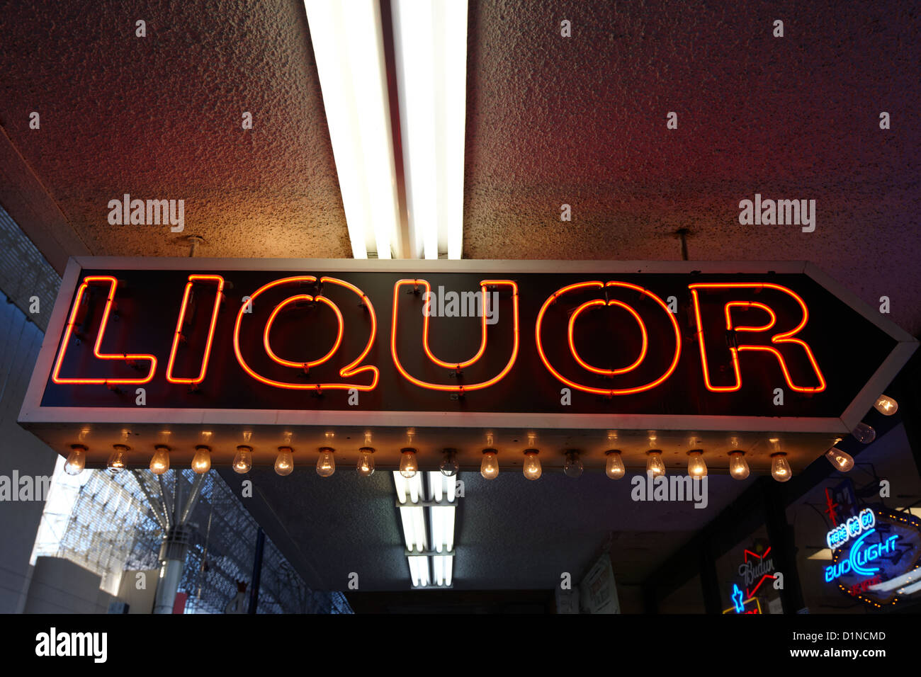 liquor sign in downtown Las Vegas Nevada USA Stock Photo Alamy