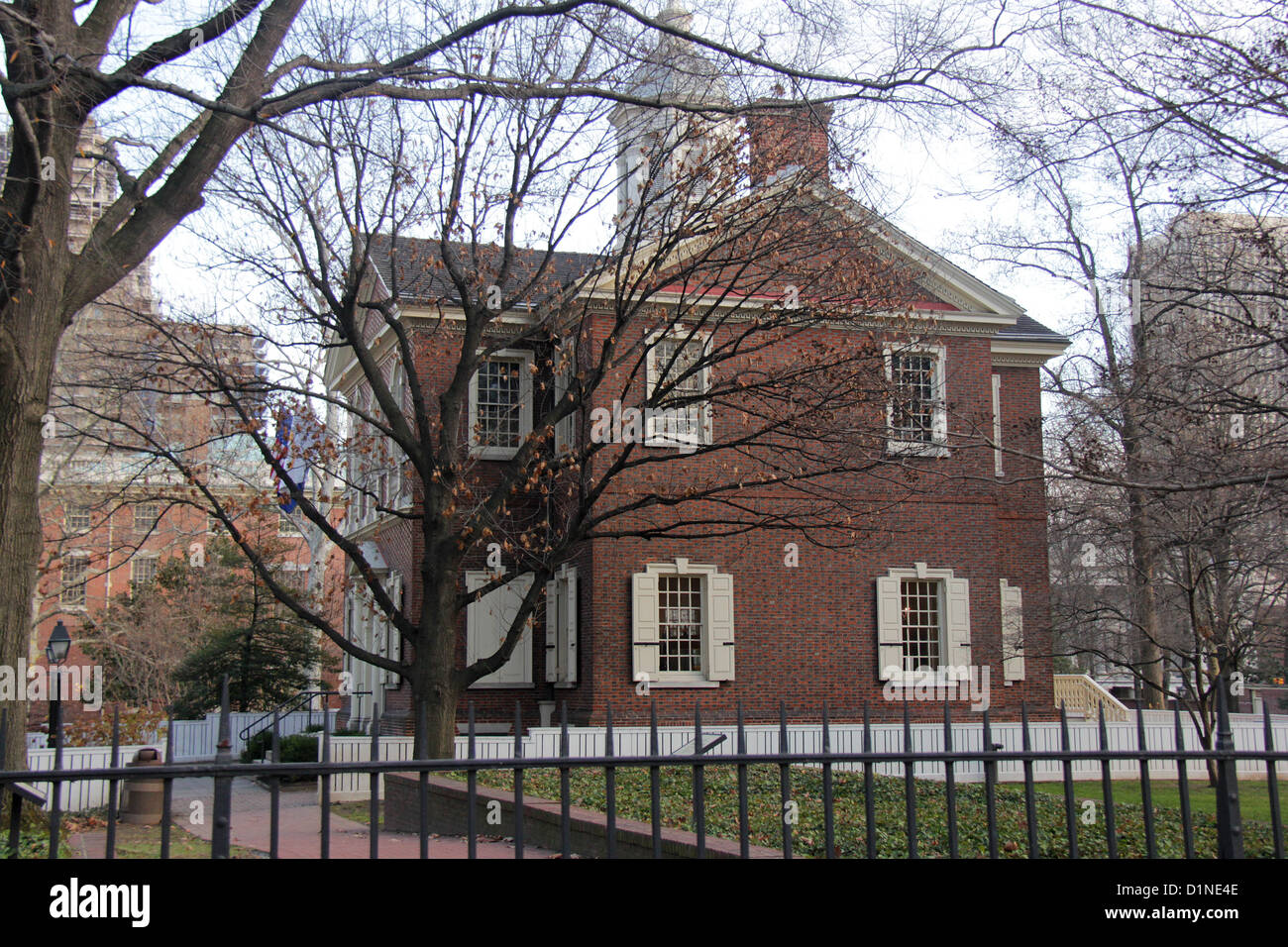 Colonial buildings facades at Philadelphia, Pennsylvania, United States. Stock Photo