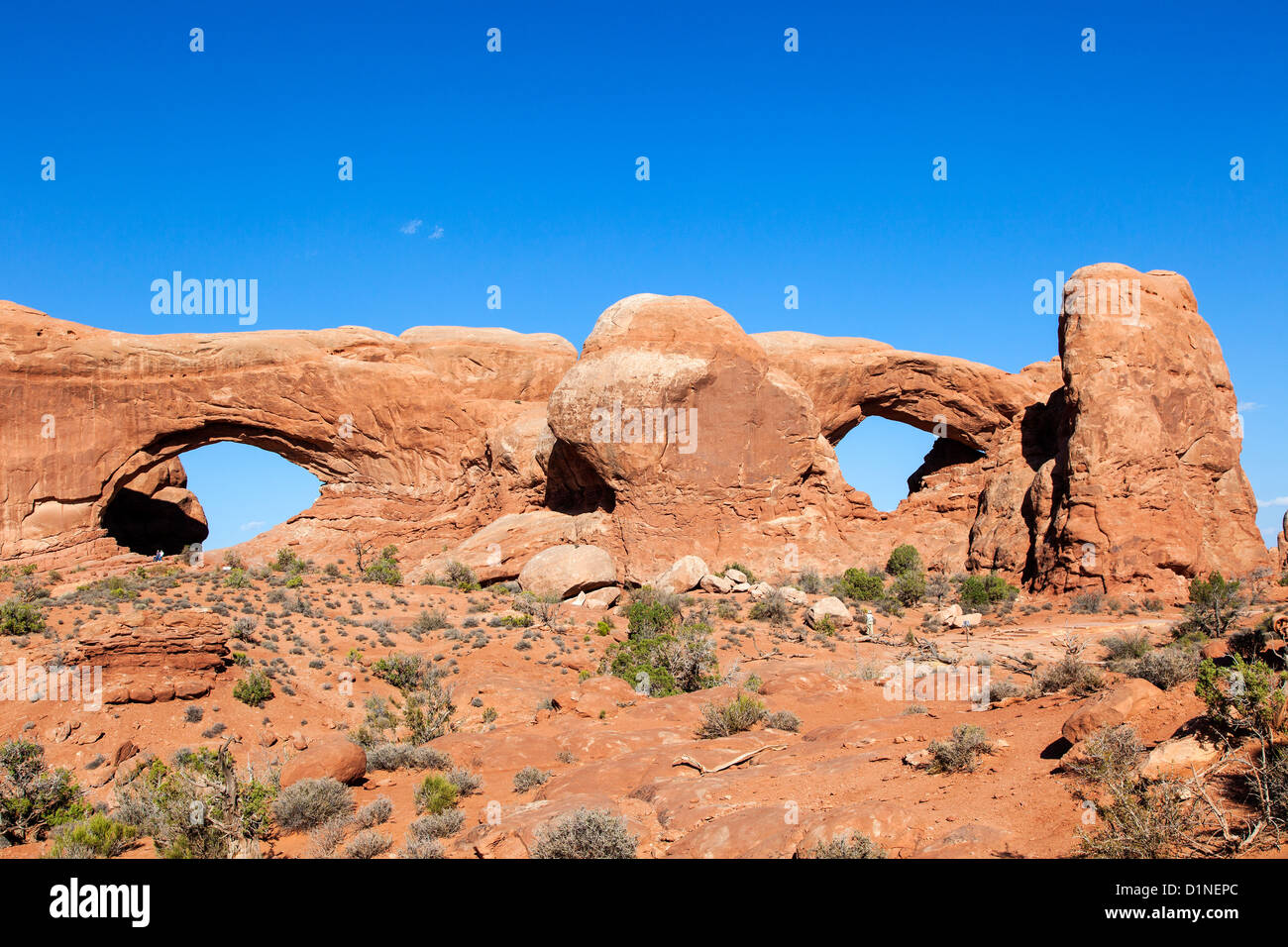 North and South Windows, Arches NP, Utah, USA Stock Photo