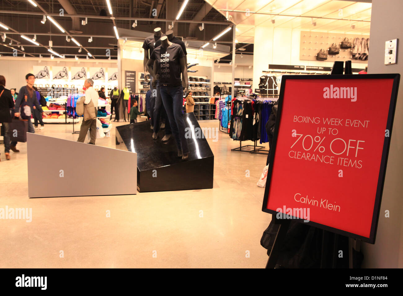 Boxing week sale off sign at Calvin Klein outlet store in Vaughan Mills  Mall in Toronto, Canada Stock Photo - Alamy