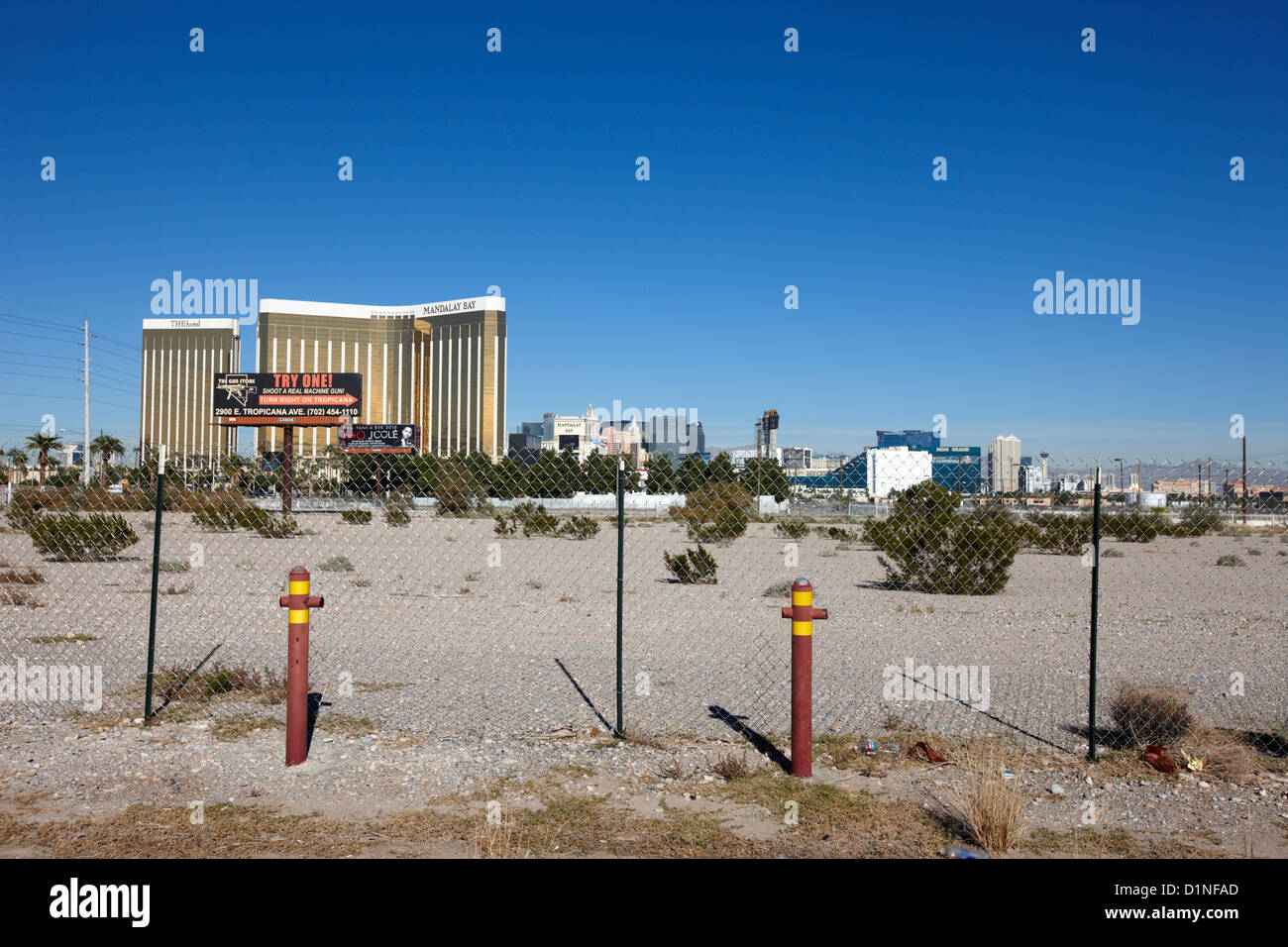 empty building lot on the edge of the strip in paradise Las Vegas Nevada USA Stock Photo