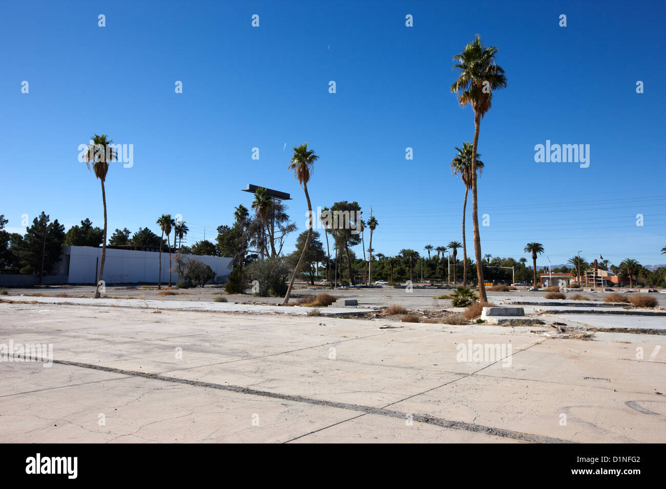 empty building lot on the edge of the strip in paradise Las Vegas Nevada USA Stock Photo
