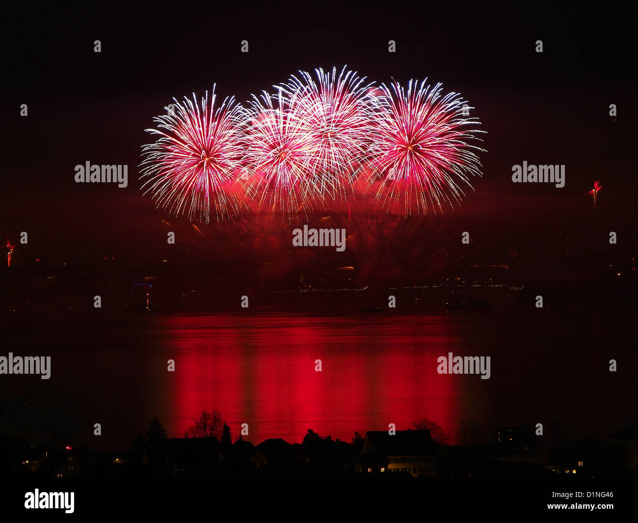 Firework at the New Year Party 2013 in Zurich Stock Photo