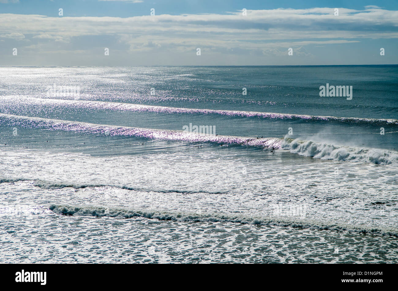 Surfing at the Kirra surf break, Gold Coast, Queensland, Australia Stock Photo