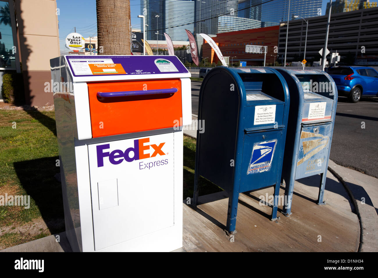 fedex express drop off point drop box bside us postal posting boxes Las Vegas Nevada USA Stock Photo