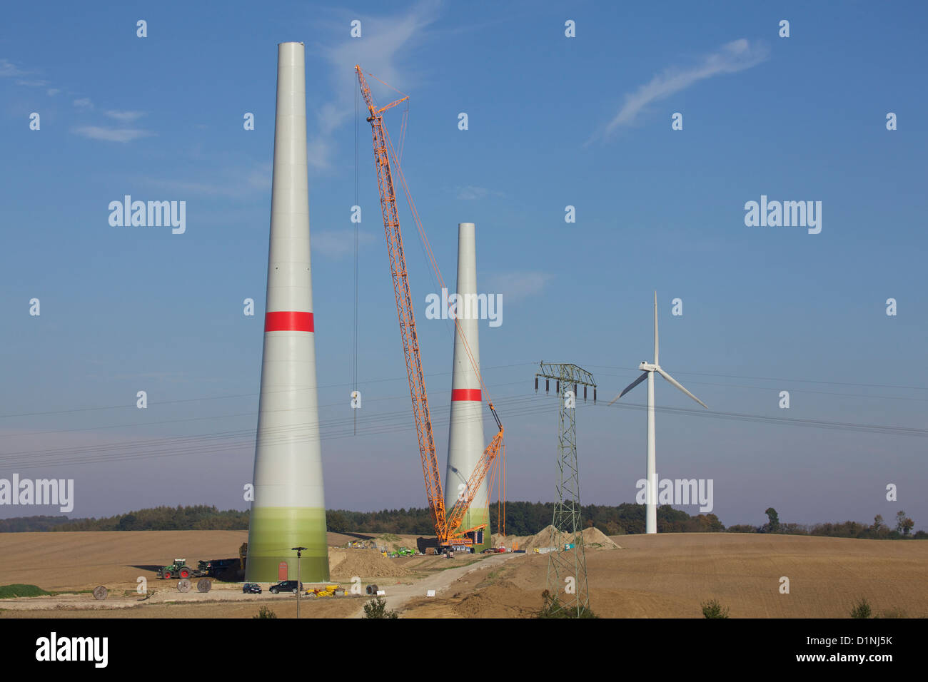 Installation of a wind power station Stock Photo