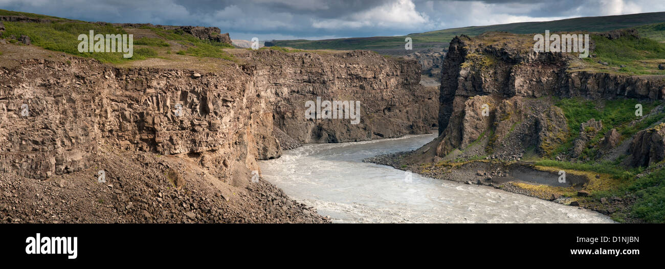 Panoramic image of the Jokulsargljufur river canyon. Iceland Stock Photo
