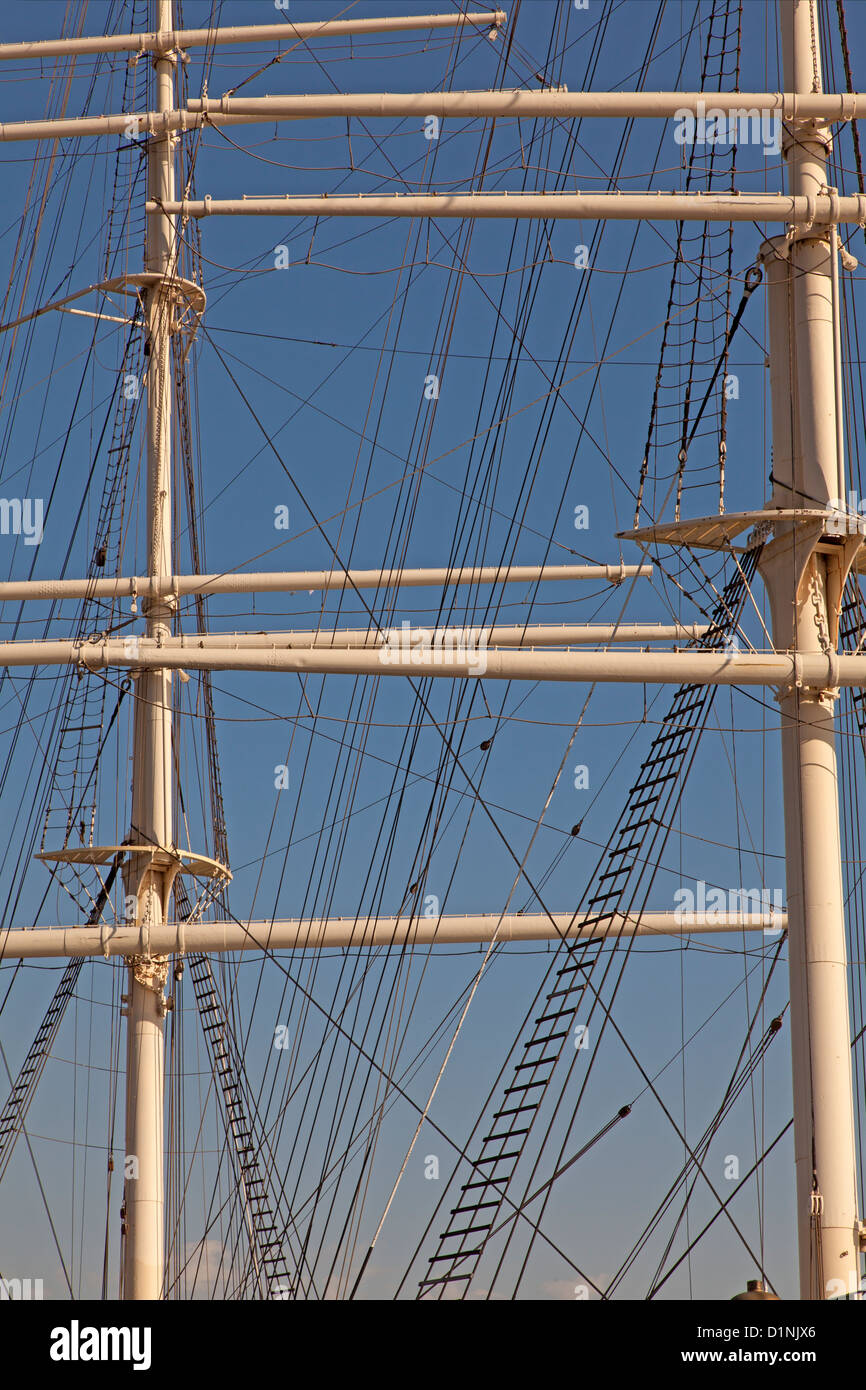 Mast of a sailing boat Hamburg harbor, Germany Stock Photo