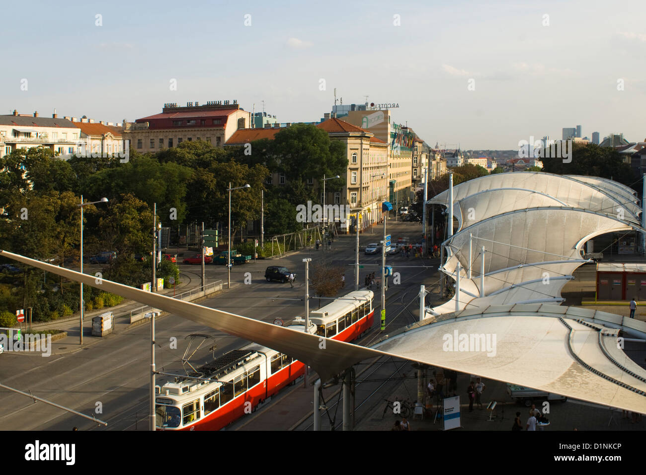 Österreich, Wien 7, Urban-Loritz-Platz 2a, Blick vom Dach der Stadbücherei Stock Photo