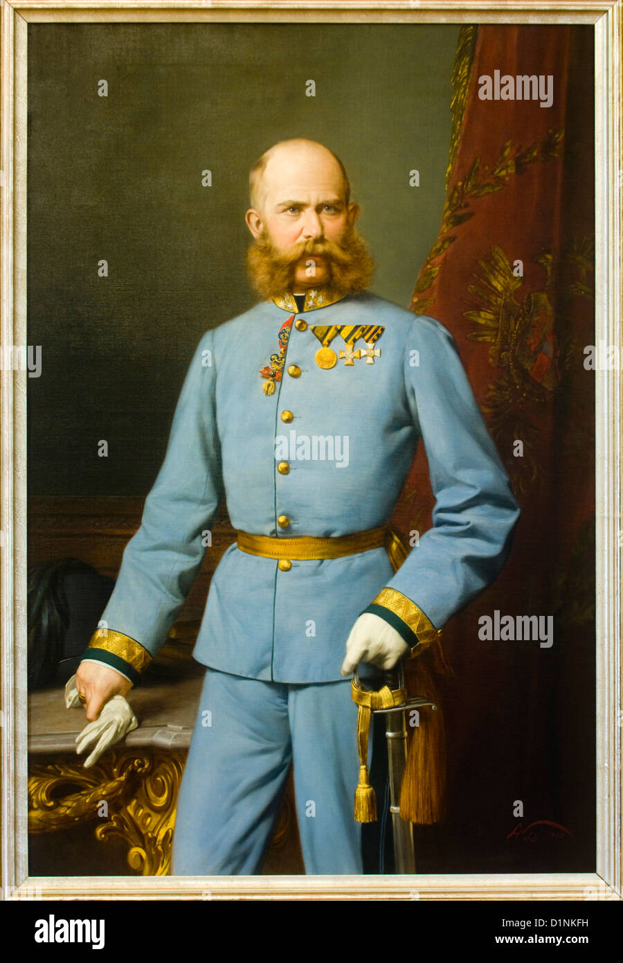 Österreich, Wien 13, Ölgemälde von Kaiser Franz Joseph I (Hermann Nigg 1882) in der Hermesvilla im Lainzer Tiergarten Stock Photo