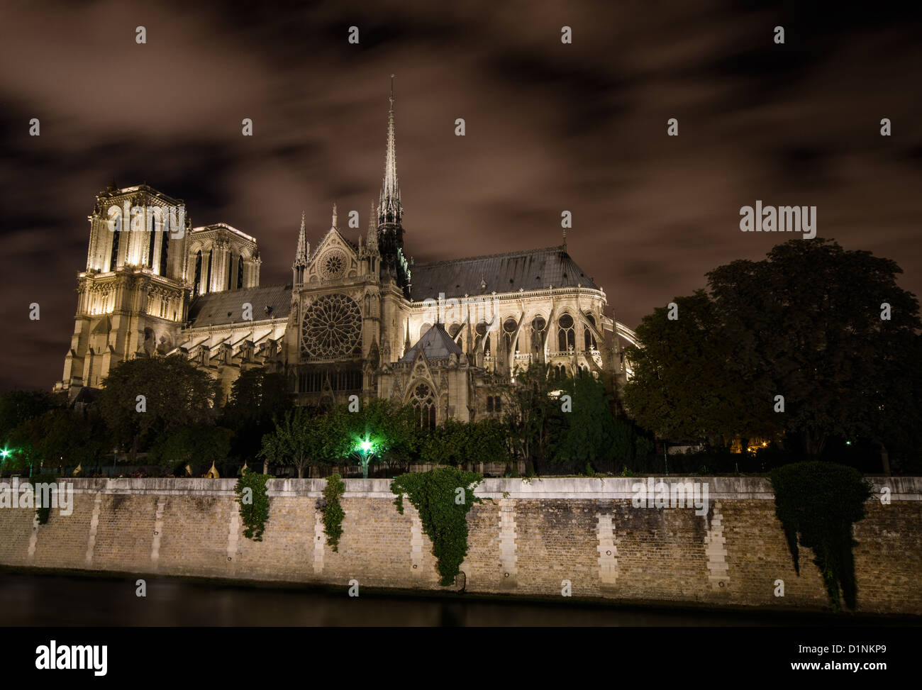 Notre Dame Cathedral at night Stock Photo - Alamy