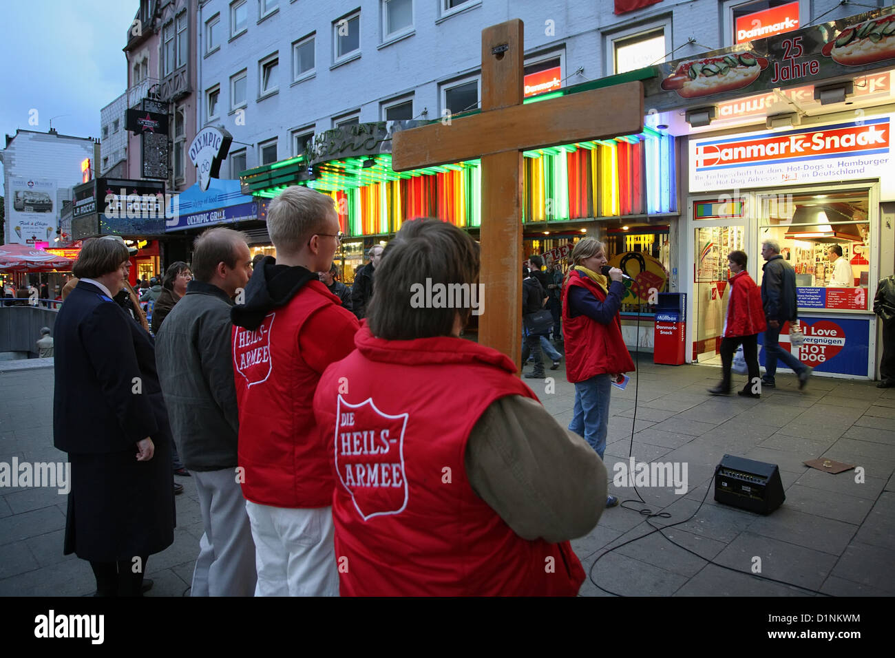 Hamburg, Germany, the Salvation Army in an advertising campaign in the red light district Stock Photo