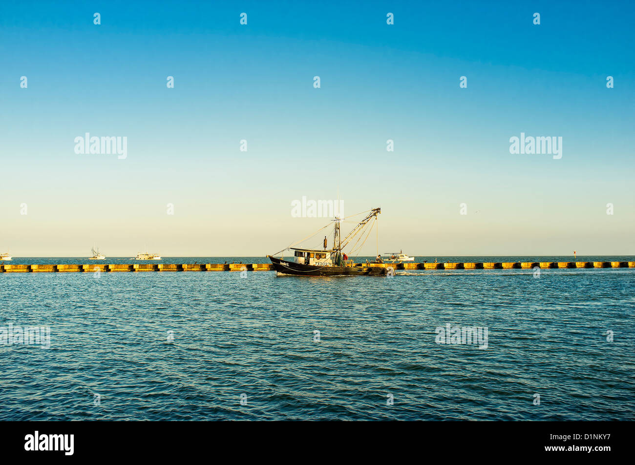 Fishing boats returning at the end of the day, Gulf of Mexico, Texas, USA Stock Photo