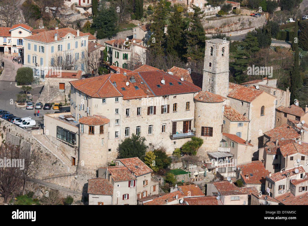 LE BARSURLOUP CASTLE (aerial view). Village of Le BarsurLoup Stock