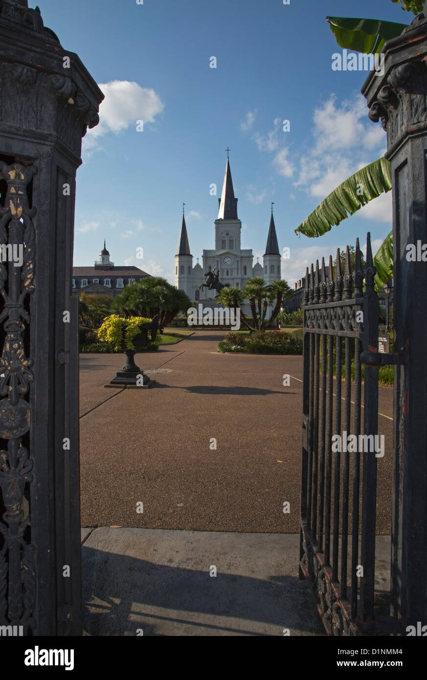 New Orleans, Louisiana - St. Louis Cathedral and Jackson Square. Stock Photo