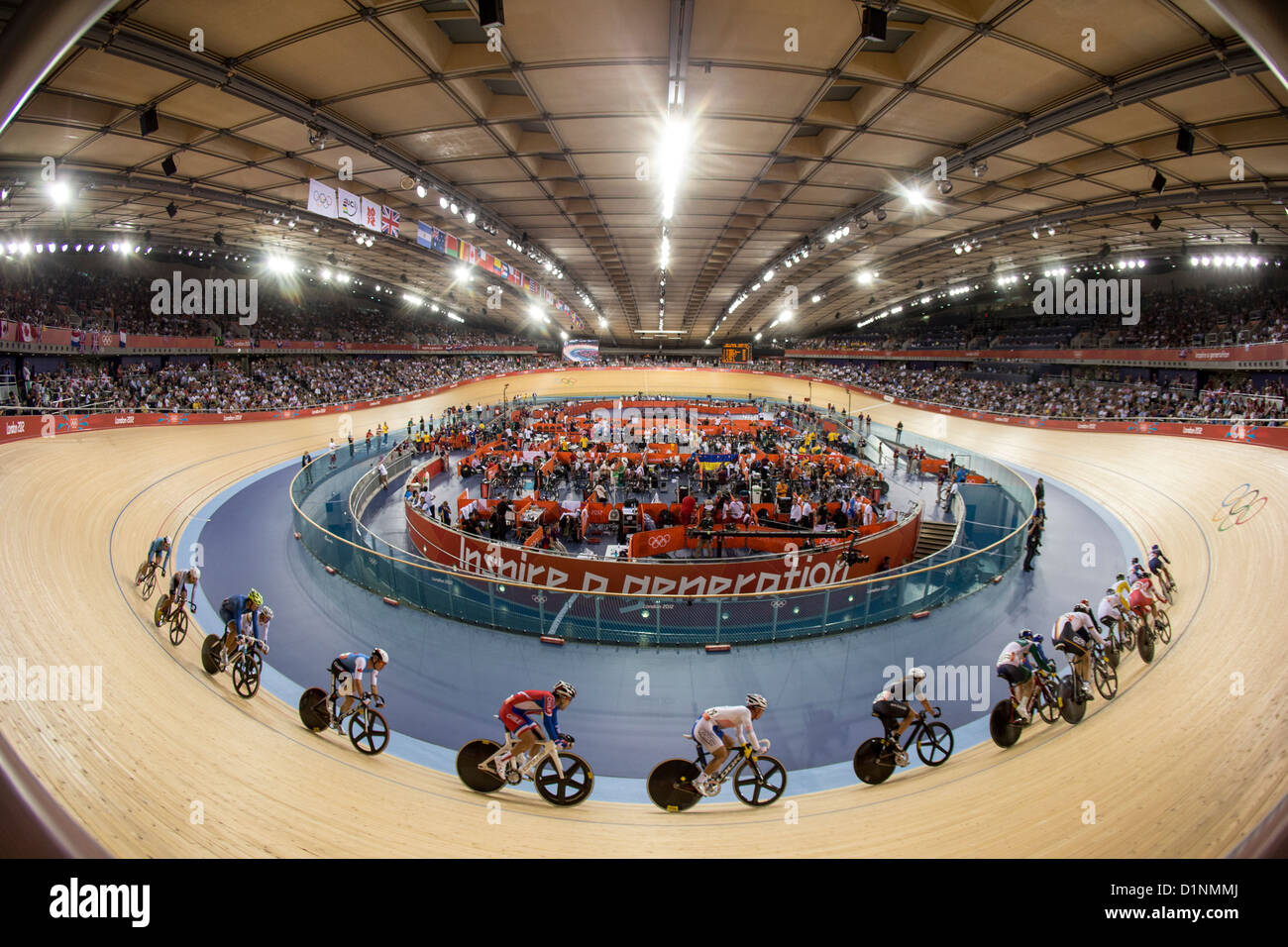 Competition in the Men's Omnium Points Race at the Olympic Summer Games, London 2012 Stock Photo
