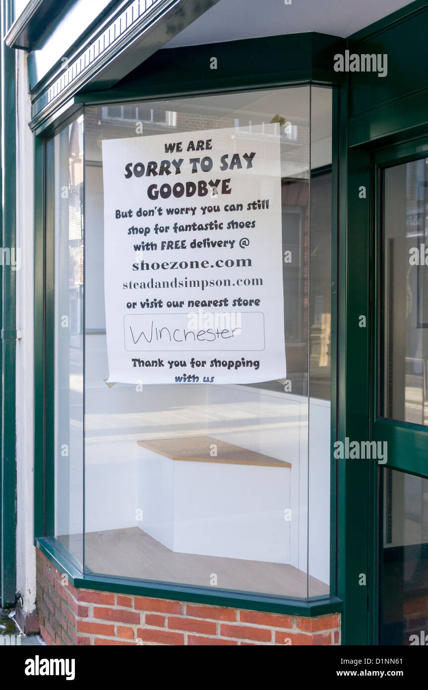 Information Poster In Closed Down Shop Window Stock Photo Alamy