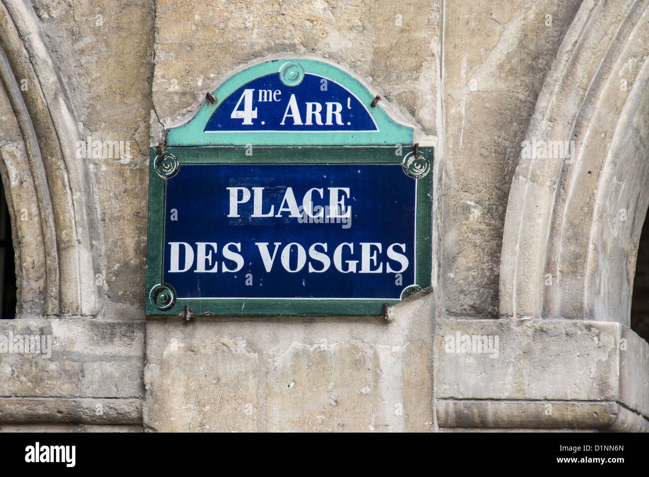 Place des Vosges street sign in Paris France Europe Stock Photo
