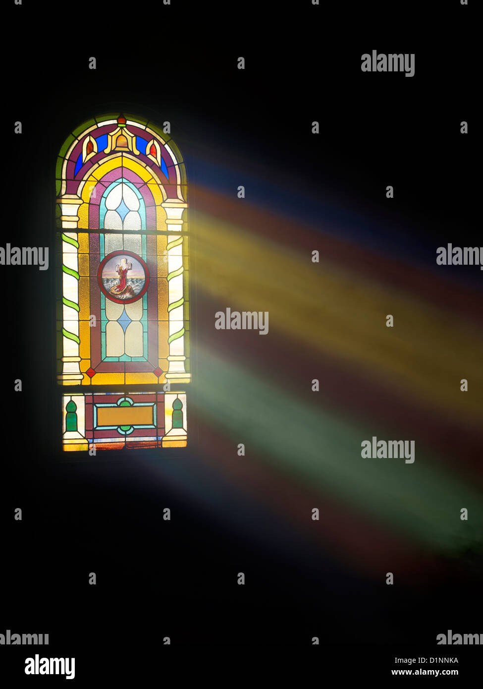 Stained Glass Window & Rays Of Light Stock Photo Alamy