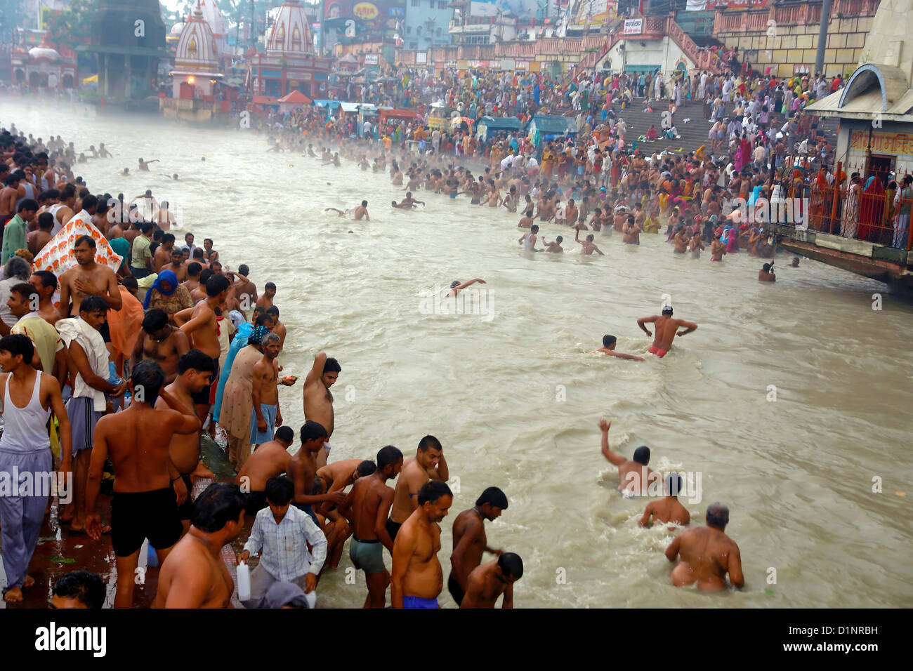 Holy bath in the Ganga River Stock Photo Alamy