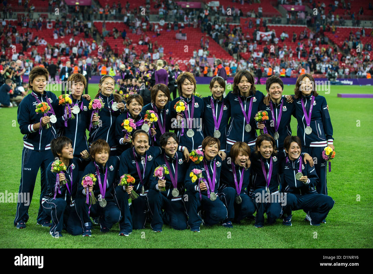 Japan wins silver medal in Women's Football (soccer) at the Olympic Summer Games, London 2012 Stock Photo