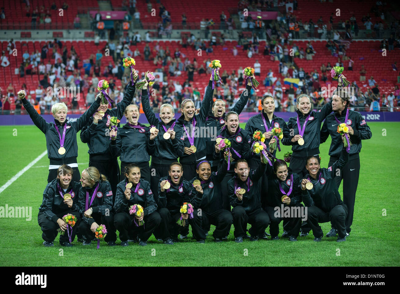 USA wins gold over Japan in Women's Football (soccer) at the Olympic Summer Games, London 2012 Stock Photo