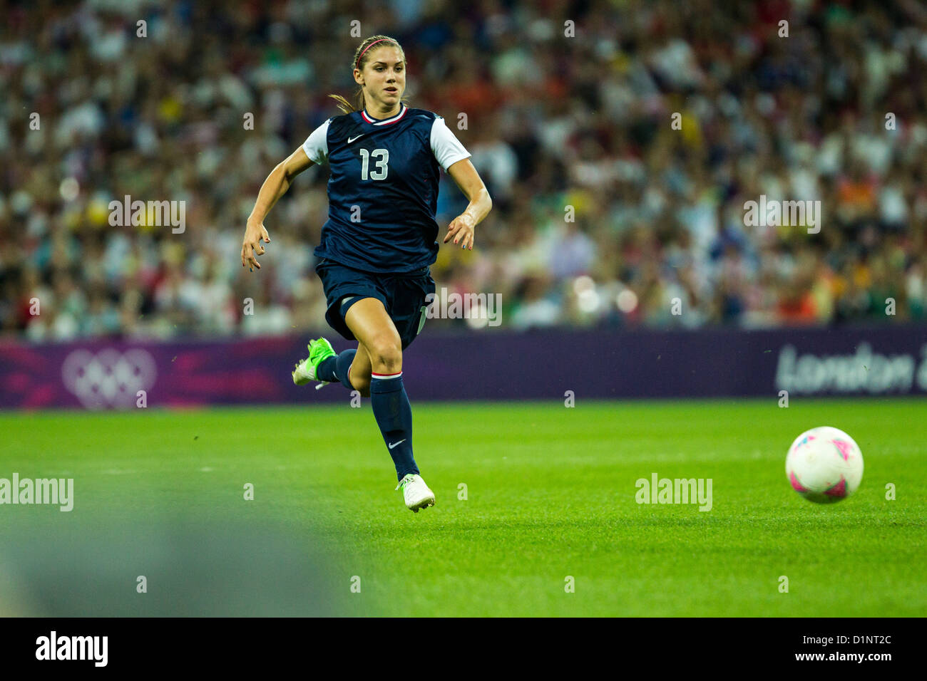 Alex Morgan (USA)-USA wins gold over Japan in Women's Football (soccer) at the Olympic Summer Games, London 2012 Stock Photo