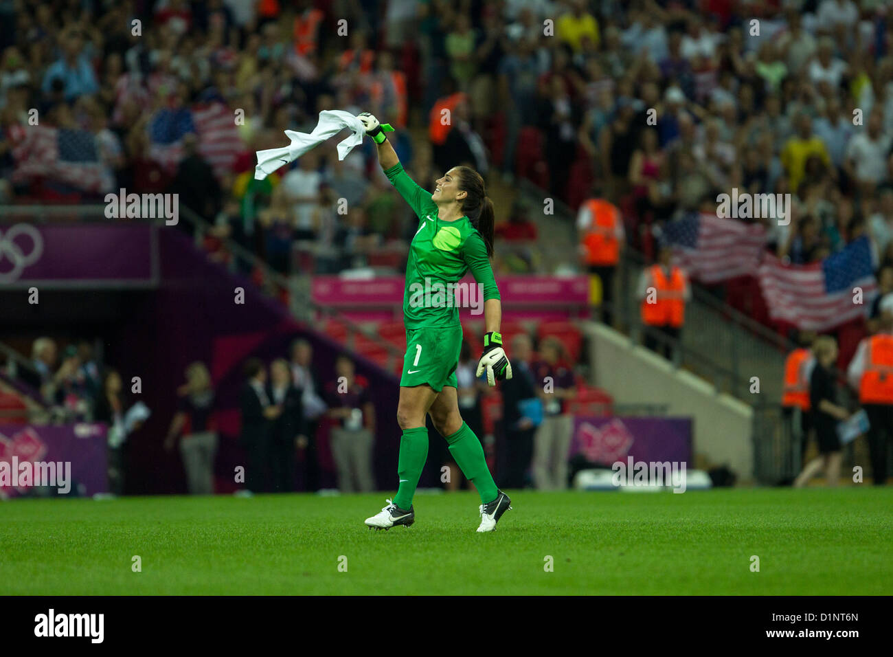 Hope Solo (USA)-1-USA wins gold over Japan in Women's Football (soccer) at the Olympic Summer Games, London 2012 Stock Photo