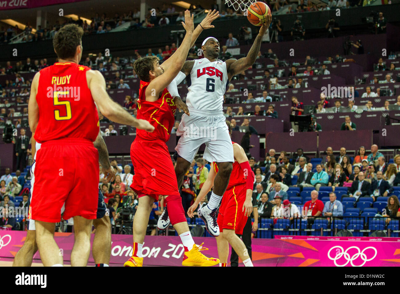 Lebron James (USA) competing in the Gold Medal Men's Basketball Game at ...