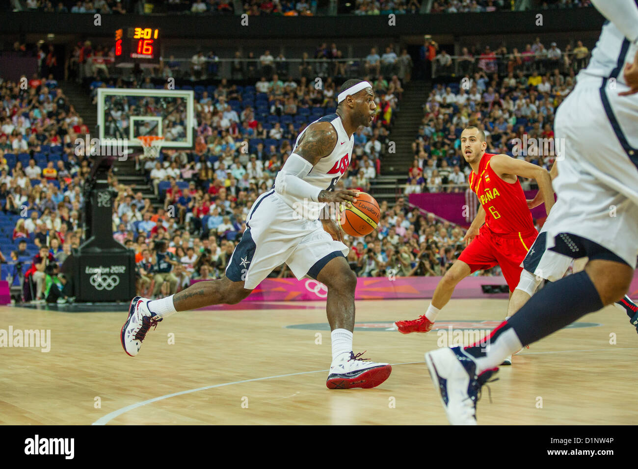 Lebron James (USA) competing in the Gold Medal Men's Basketball Game at ...