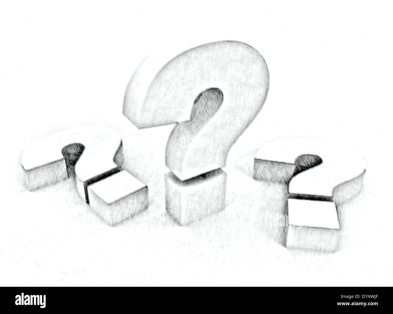 Question marks pencil sketch drawing Stock Photo Alamy