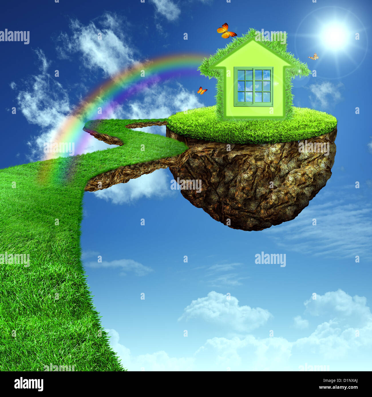 Funny Green House. Abstract eco backgrounds for your design Stock Photo ...