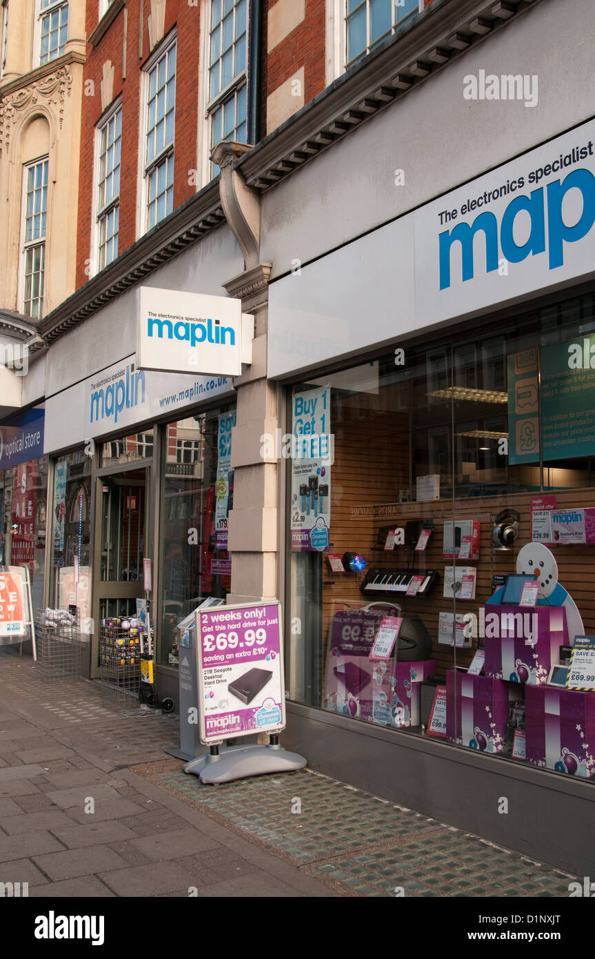 Maplin Electronics store on Tottenham Court Road, Bloomsbury, London, UK. Stock Photo